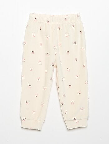 Pijama de 2 peças em veludo - Camisola com folhos nas cavas + calças