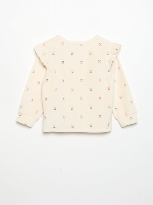 Pijama de 2 peças em veludo - Camisola com folhos nas cavas + calças - Kiabi Pijama de 2 peças em veludo - Camisola com folhos nas cavas + calças - Kiabi