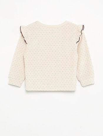 Pijama de 2 peças em veludo - Camisola com folhos nas cavas + calças