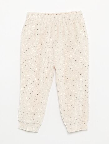 Pijama de 2 peças em veludo - Camisola com folhos nas cavas + calças