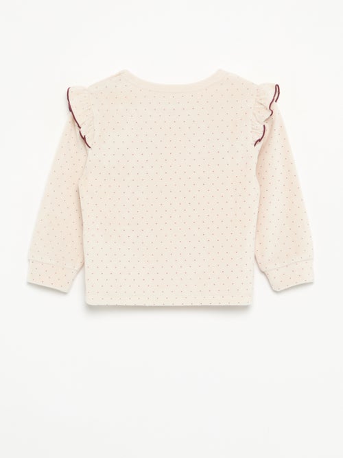 Pijama de 2 peças em veludo - Camisola com folhos nas cavas + calças - Kiabi