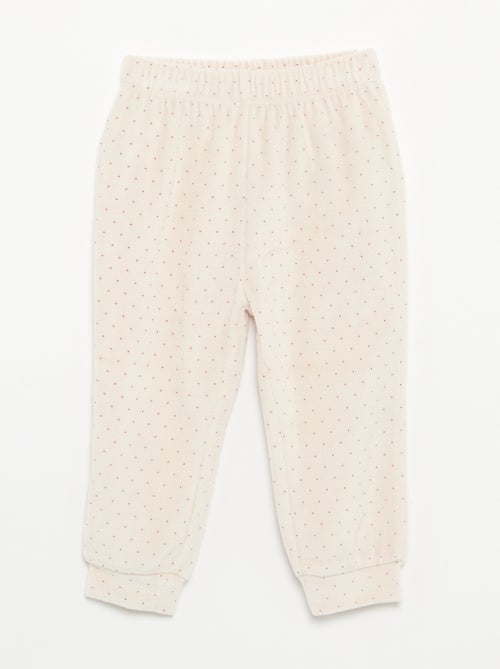 Pijama de 2 peças em veludo - Camisola com folhos nas cavas + calças - Kiabi