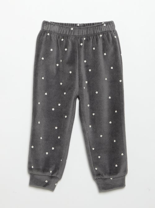 Pijama de 2 peças em veludo - Camisola com folhos nas cavas + calças - Kiabi Pijama de 2 peças em veludo - Camisola com folhos nas cavas + calças - Kiabi