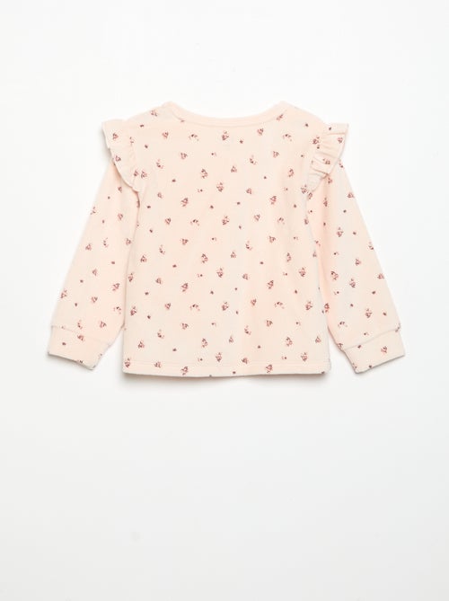 Pijama de 2 peças em veludo - Camisola com folhos nas cavas + calças - Kiabi