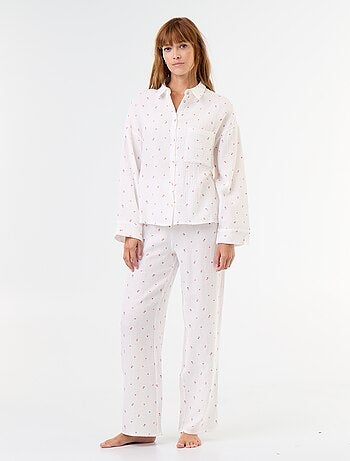 Pijama de 2 peças florido - em gaze de algodão