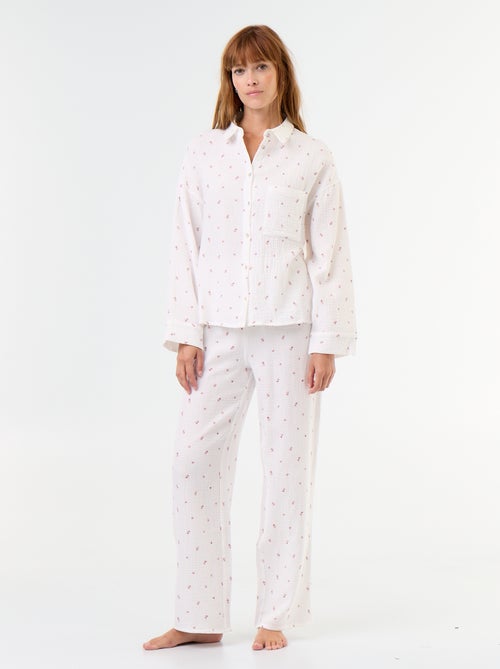Pijama de 2 peças florido - em gaze de algodão - Kiabi