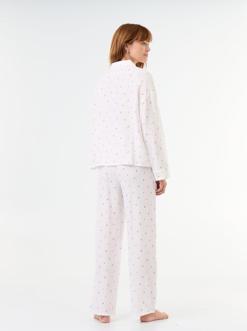 Pijama de 2 peças florido - em gaze de algodão - Kiabi
