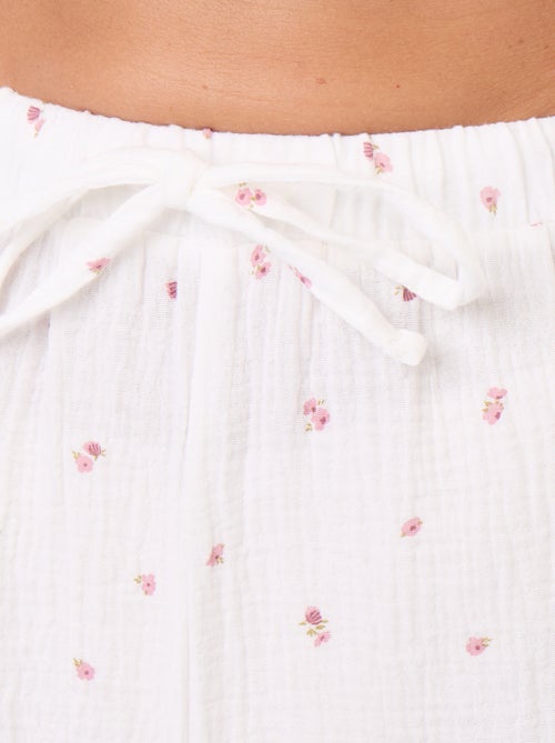 Pijama de 2 peças florido - em gaze de algodão - Kiabi