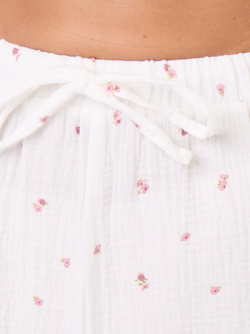 Pijama de 2 peças florido - em gaze de algodão Branco - Kiabi