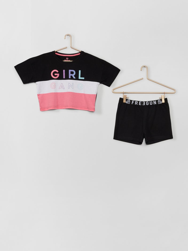 Pijama de 2 peças 'Freegun' Preto - Kiabi