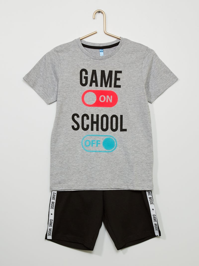 Pijama de 2 peças 'gaming' Cinza/ Preto - Kiabi