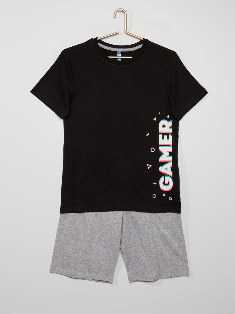 Pijama de 2 peças 'gaming' Cinza/ Preto - Kiabi