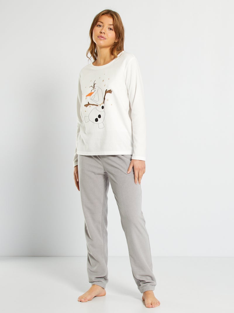 Pijama de 2 peças 'Olaf' polar BRANCO - Kiabi