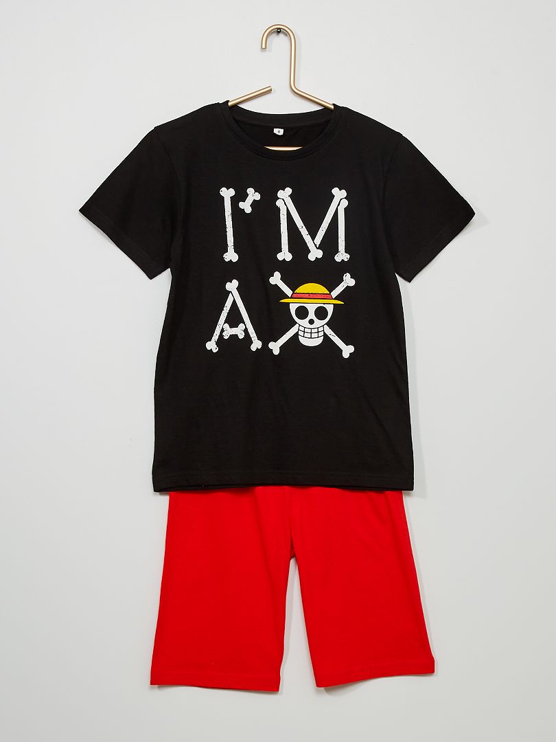 Conjunto pijama de algodão luffy para homens e mulheres, roupas