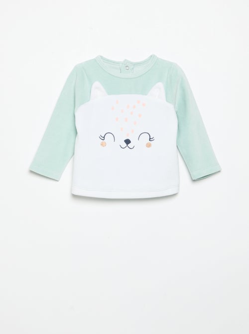 Pijama de 2 peças 'Petit Béguin' - T-shirt de manga comprida + calças com pés - Kiabi Pijama de 2 peças 'Petit Béguin' - T-shirt de manga comprida + calças com pés - Kiabi