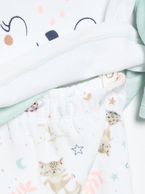 Pijama de 2 peças 'Petit Béguin' - T-shirt de manga comprida + calças com pés - Kiabi Pijama de 2 peças 'Petit Béguin' - T-shirt de manga comprida + calças com pés - Kiabi