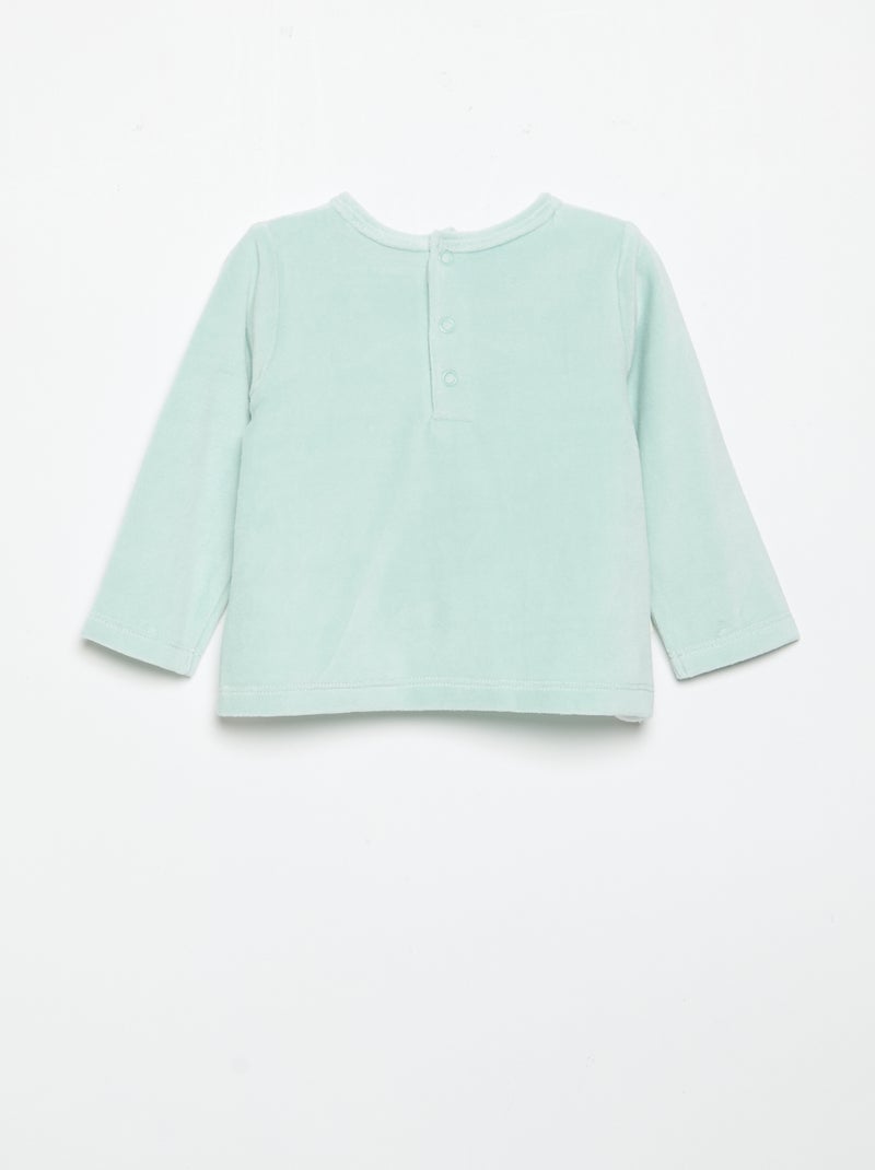 Pijama de 2 peças 'Petit Béguin' - T-shirt de manga comprida + calças com pés Verde - Kiabi