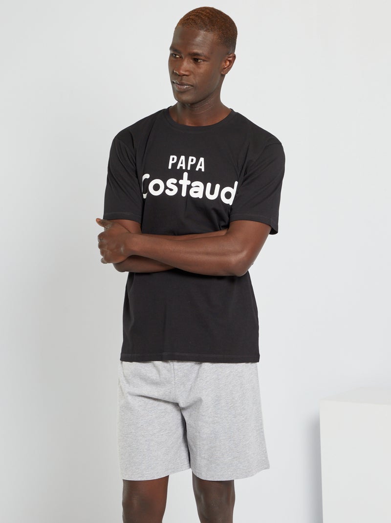 Pijama de 2 peças Preto/ Cinza - Kiabi