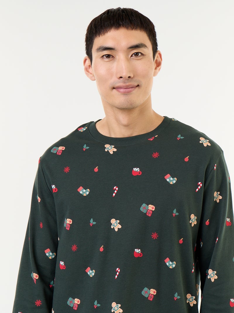 Pijama de 2 peças t-shirt + calças 'Natal' Verde - Kiabi