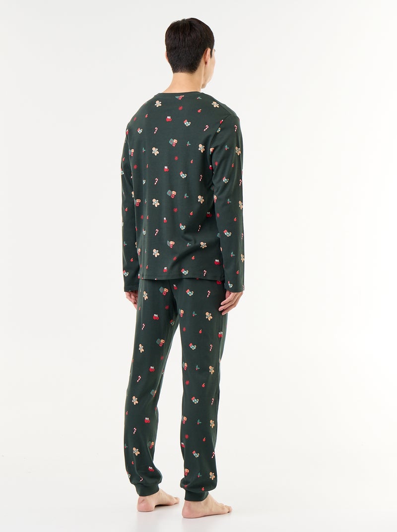 Pijama de 2 peças t-shirt + calças 'Natal' Verde - Kiabi