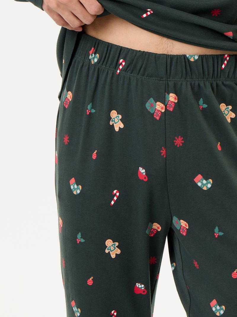 Pijama de 2 peças t-shirt + calças 'Natal' Verde - Kiabi