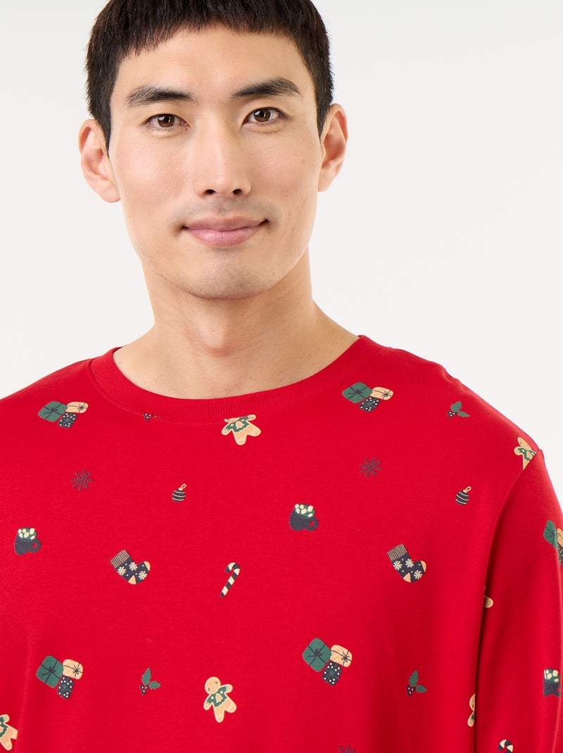 Pijama de 2 peças t-shirt + calças 'Natal' Vermelho - Kiabi