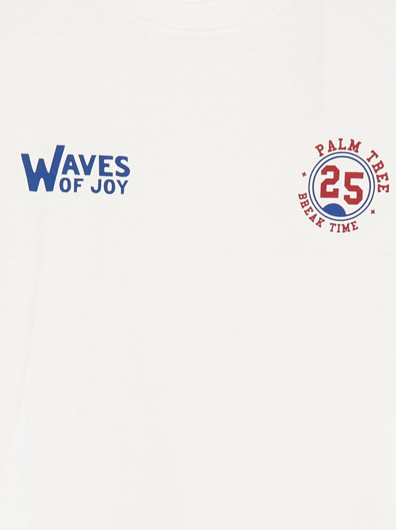 Pijama de 2 peças t-shirt + calções às riscas BRANCO - Kiabi