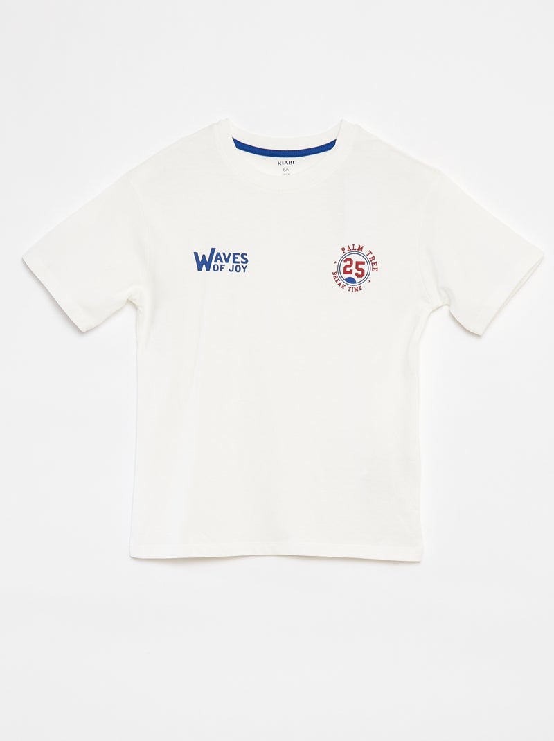 Pijama de 2 peças t-shirt + calções às riscas BRANCO - Kiabi