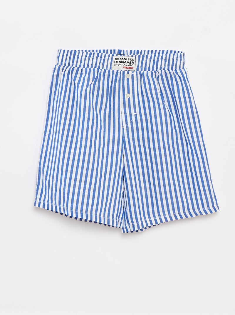 Pijama de 2 peças t-shirt + calções às riscas BRANCO - Kiabi