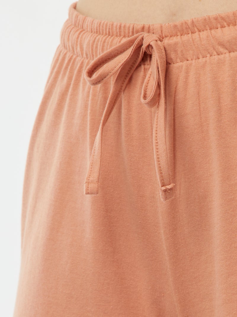 Pijama de 2 peças t-shirt + calções minimalista LARANJA - Kiabi