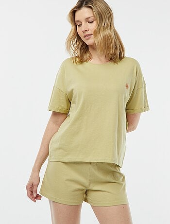 Pijama de 2 peças t-shirt + calções minimalista