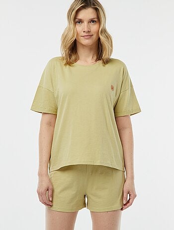 Pijama de 2 peças t-shirt + calções minimalista