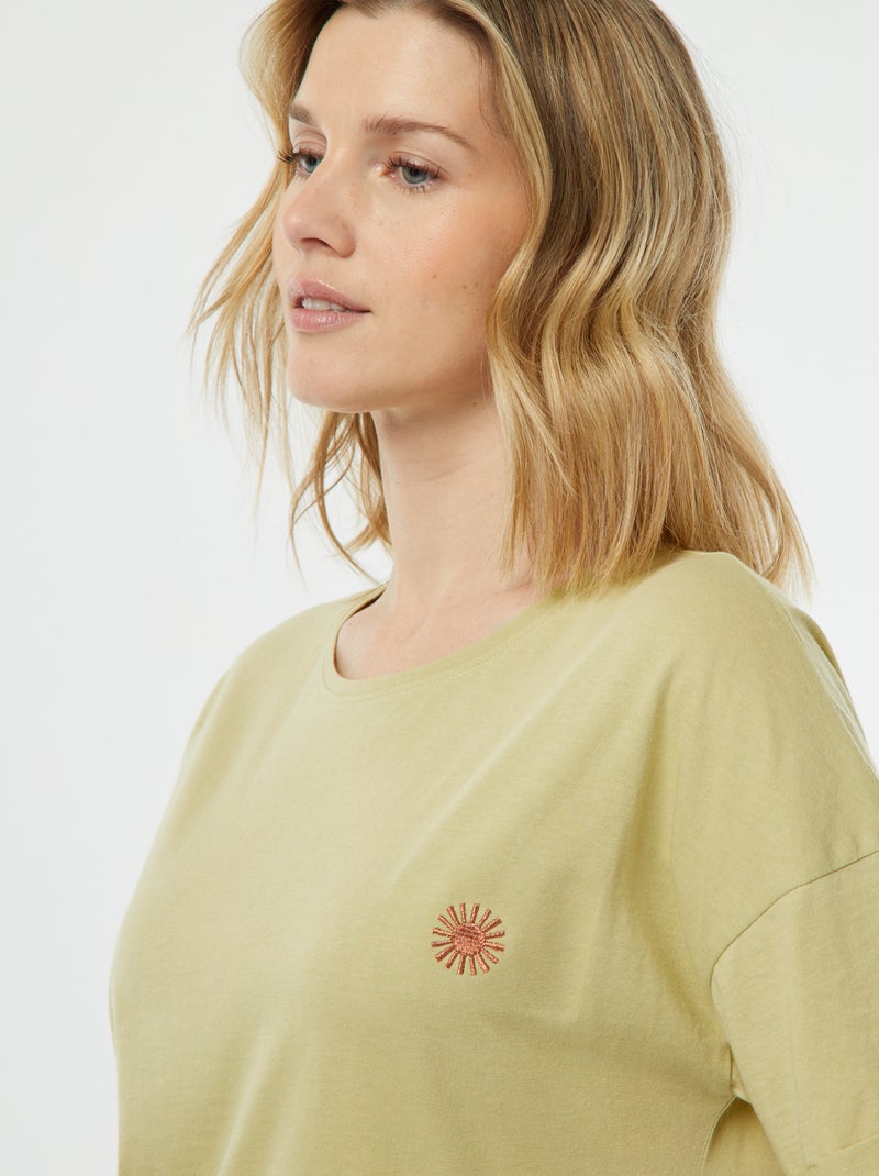 Pijama de 2 peças t-shirt + calções minimalista VERDE - Kiabi