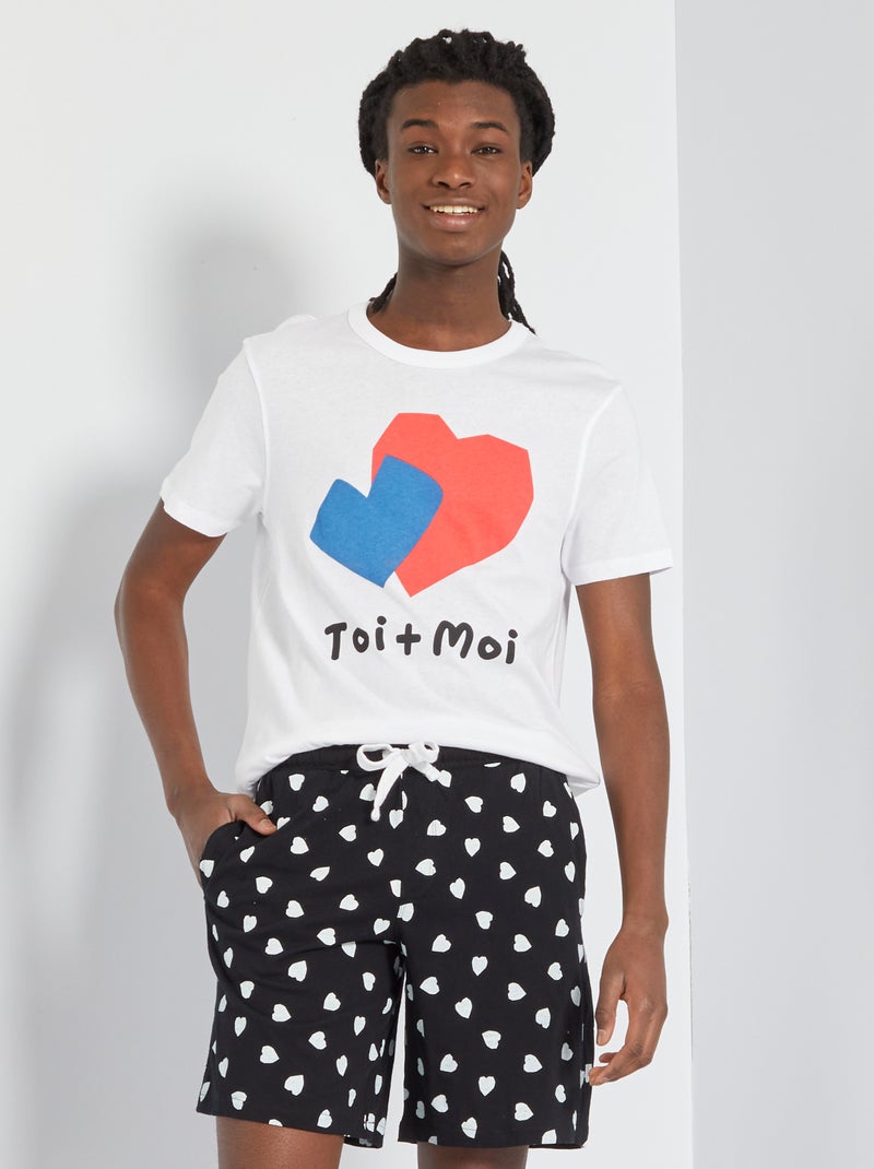 Pijama de 2 peças 'tu + eu' BRANCO - Kiabi