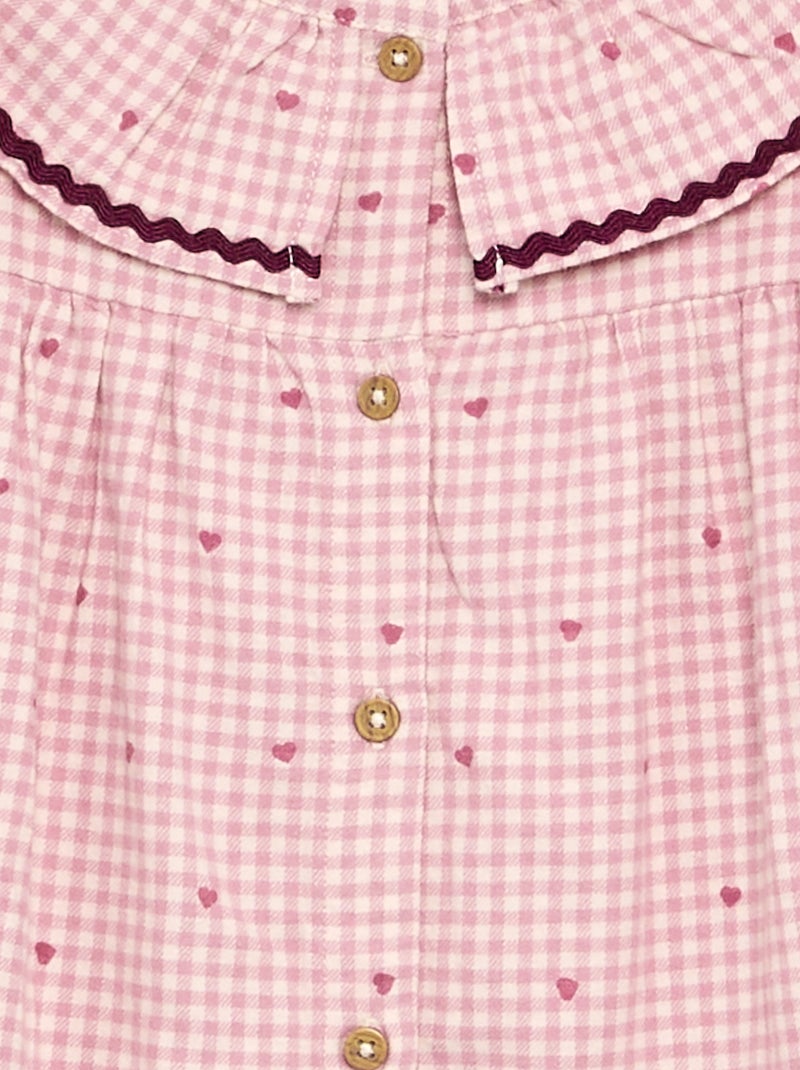 Pijama de 2 peças xadrez Rosa - Kiabi