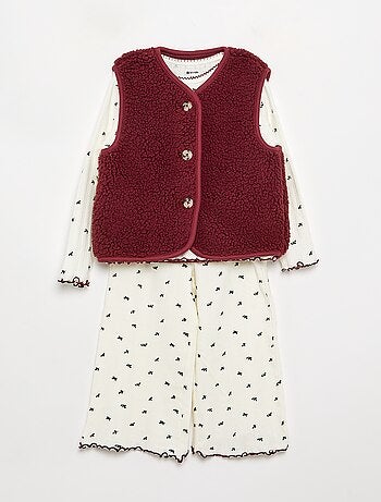 Pijama de 3 peças - T-shirt + calças + colete