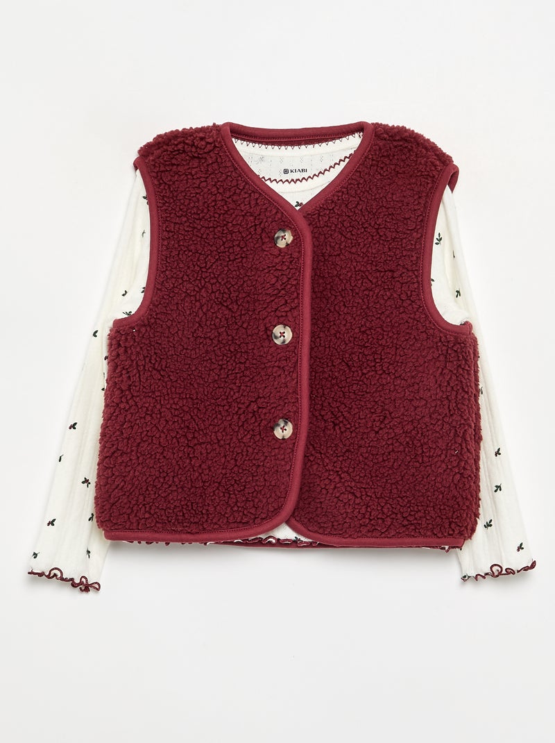 Pijama de 3 peças - T-shirt + calças + colete Branco - Kiabi