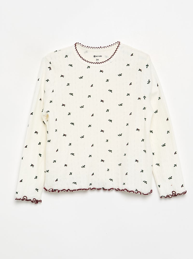 Pijama de 3 peças - T-shirt + calças + colete Branco - Kiabi