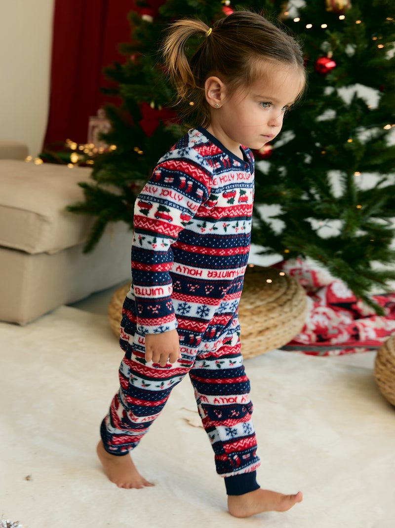 Pijama de bebé para menina e menino 'Natal' em polar Azul - Kiabi