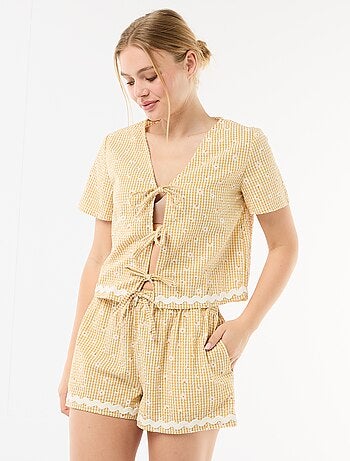 Pijama de calções xadrez vichy 2 peças