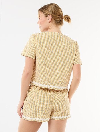 Pijama de calções xadrez vichy 2 peças