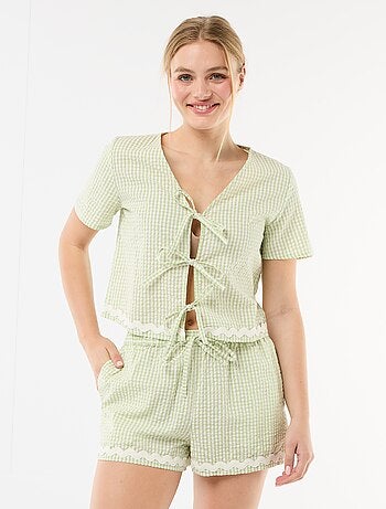 Pijama de calções xadrez vichy 2 peças