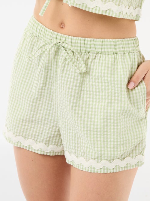 Pijama de calções xadrez vichy 2 peças - Kiabi
