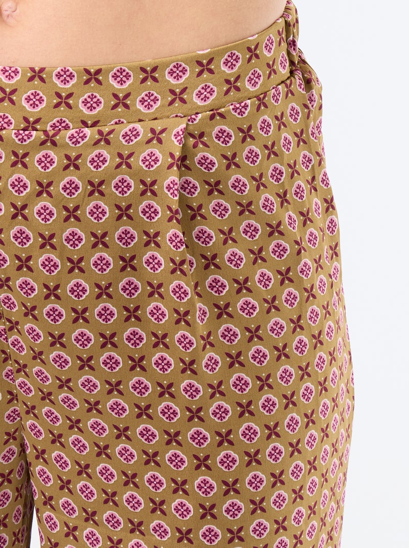 Pijama de cetim estampado Castanho - Kiabi