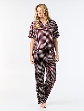 Pijama de cetim estampado