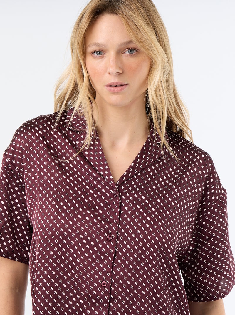 Pijama de cetim estampado Vermelho - Kiabi