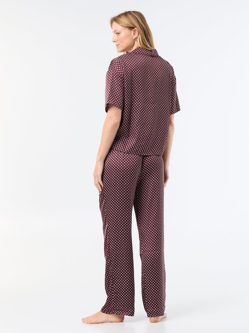 Pijama de cetim estampado Vermelho - Kiabi