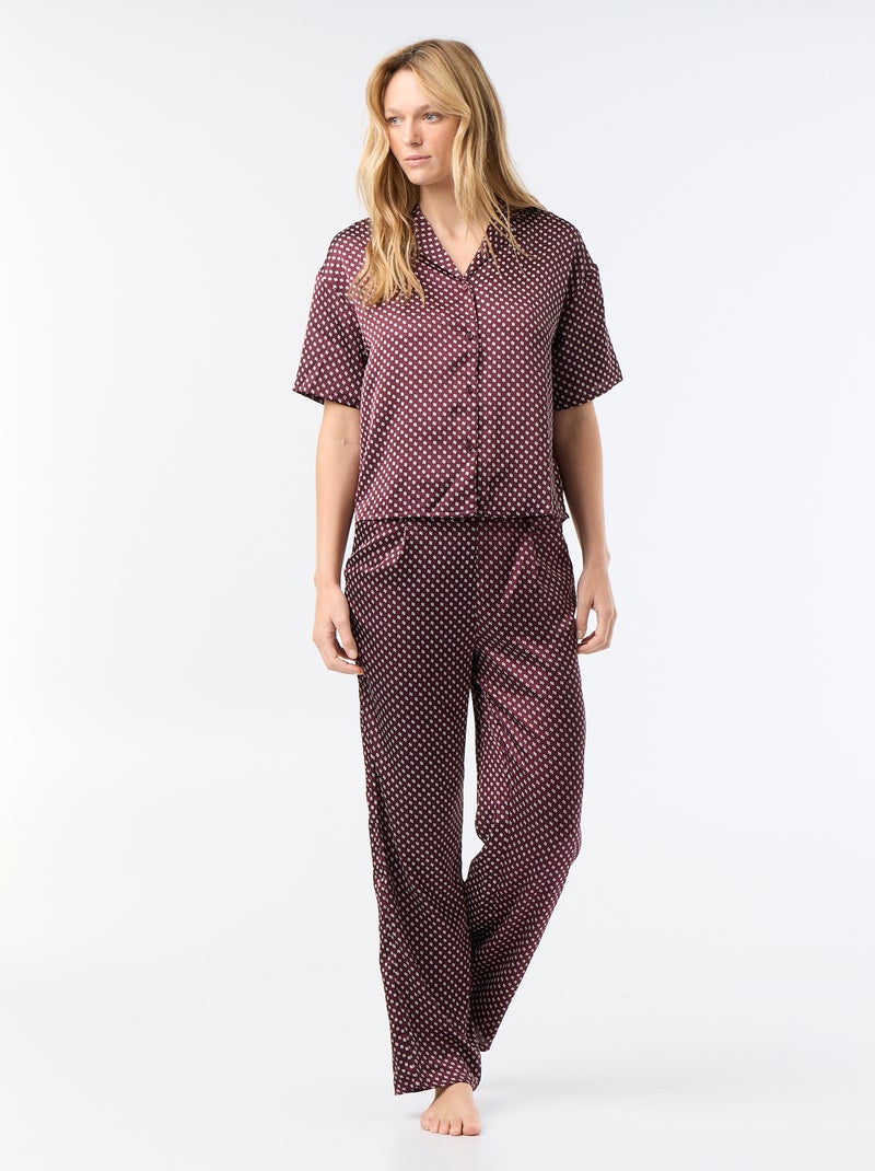 Pijama de cetim estampado Vermelho - Kiabi