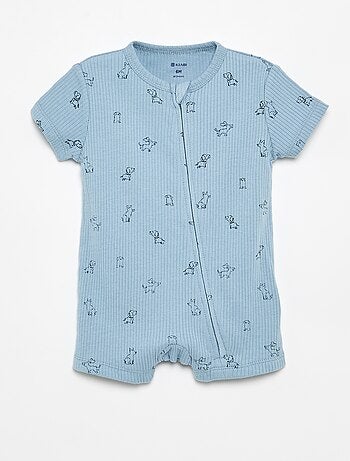 Pijama de dormir curto em malha canelada