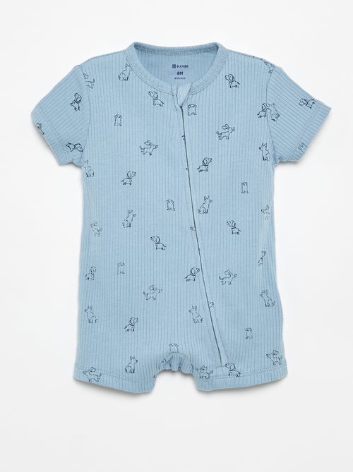 Pijama de dormir curto em malha canelada - Kiabi